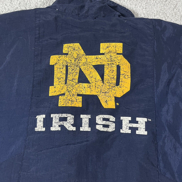 Notre Dame Jacket Mens L Blue Reebok Vintage 90s Nylon Windbreaker Full Zip NCAA - Picture 8 of 16